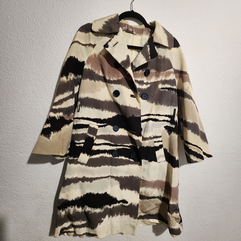 Vintage Women's Double-Breasted Coat Animal Print